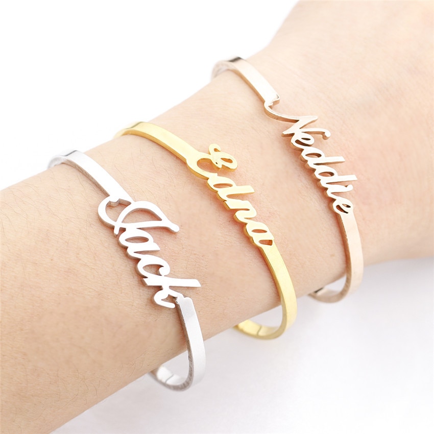 bracelet with family names engraved Stainless Steel engravable bangle